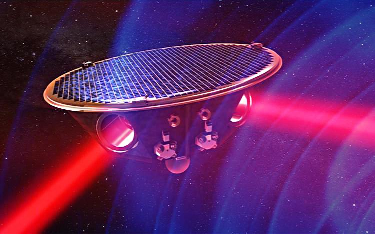 LISA - spacecraft passing gravitational waves LISA - spacecraft passing gravitational waves
